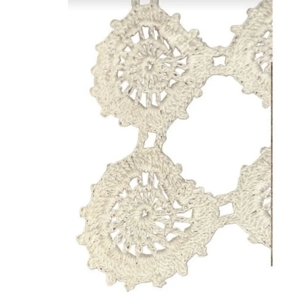 3 Antique Handmade Beige Crochet Rectangle & Square doilies ￼ 22”x 10”/10”x10”